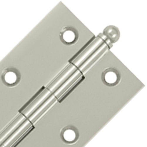 DELTANA 3 Inch x 2 Inch Solid Brass Cabinet Hinges (Polished Nickel Finish)