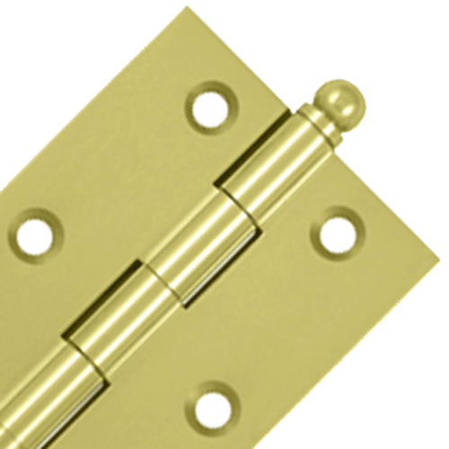 DELTANA 3 Inch x 2 Inch Solid Brass Cabinet Hinges (Polished Brass Finish)