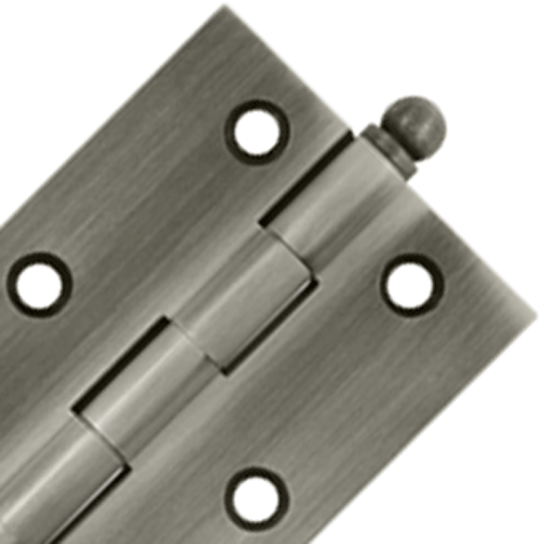 3 Inch x 2 1/2 Inch Solid Brass Cabinet Hinges (Antique Nickel Finish) DELTANA