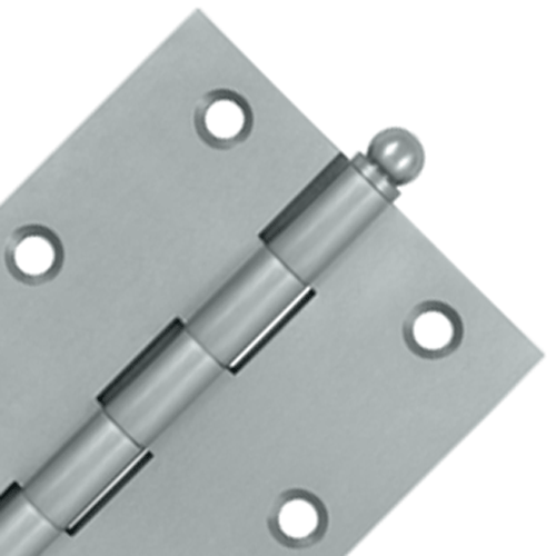 3 Inch x 2 1/2 Inch Solid Brass Cabinet Hinges (Brushed Chrome Finish) DELTANA