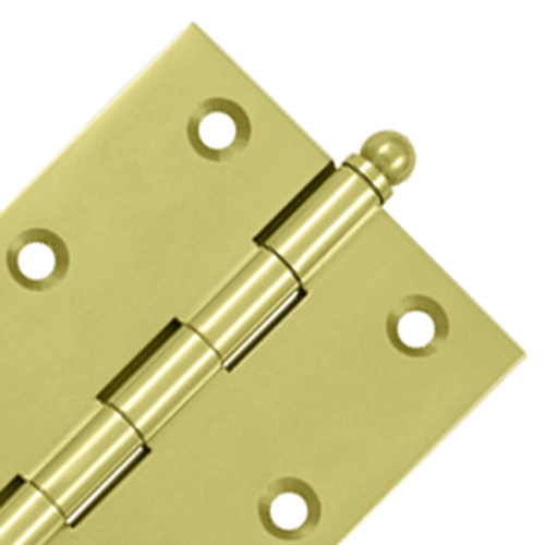 DELTANA 3 Inch x 2 1/2 Inch Solid Brass Cabinet Hinges (Polished Brass Finish)