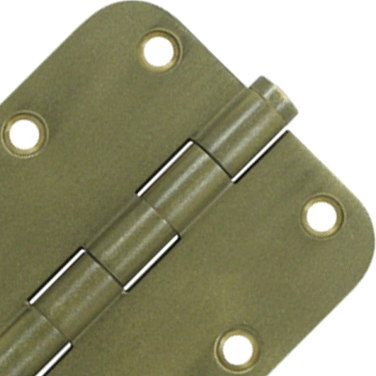 DELTANA 3 1/2 Inch X 3 1/2 Inch Solid Brass Hinge Interchangeable Finials (5/8" Radius Corner, Bronze Medium Finish)