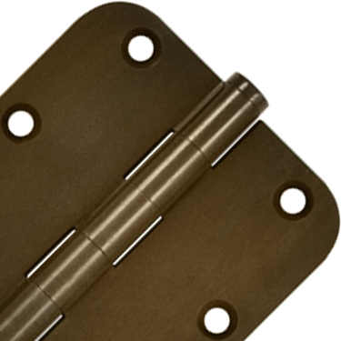 DELTANA 3 1/2 Inch X 3 1/2 Inch Solid Brass Hinge Interchangeable Finials (5/8" Radius Corner, Bronze Rust Finish)