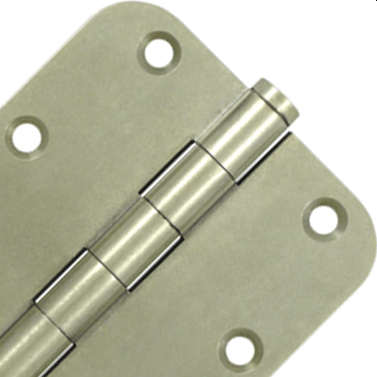 DELTANA 3 1/2 Inch X 3 1/2 Inch Solid Brass Hinge Interchangeable Finials (5/8" Radius Corner, White Bronze Light Finish)