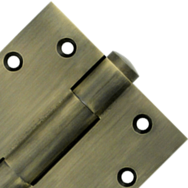 DELTANA 4 1/2 Inch X 4 1/2 Inch Solid Brass Hinge Interchangeable Finials (Antique Brass Finish)