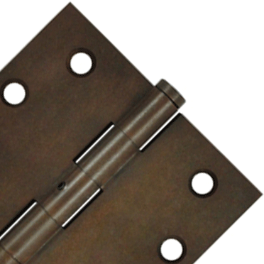 DELTANA 4 Inch X 4 Inch Solid Brass Hinge Interchangeable Finials (Square Corner, Bronze Rust Finish)