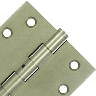 DELTANA 4 Inch X 4 Inch Solid Brass Hinge Interchangeable Finials (Square Corner, White Bronze Light Finish)