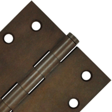 DELTANA 4 Inch X 4 Inch Solid Brass Hinge Interchangeable Finials (Square Corner, Bronze Rust Finish)