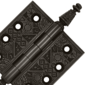 DELTANA 3 1/2 X 3 1/2 Inch Solid Brass Ornate Finial Style Hinge (Oil Rubbed Bronze Finish)