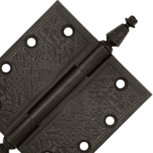 DELTANA 4 1/2 X 4 1/2 Inch Solid Brass Ornate Finial Style Hinge (Oil Rubbed Bronze Finish)