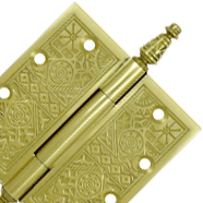 DELTANA 4 1/2 X 4 1/2 Inch Solid Brass Ornate Finial Style Hinge (Polished Brass Finish)