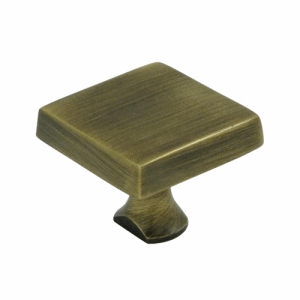 DELTANA 1 Inch Deltana Solid Brass Square Knob (Antique Brass Finish)