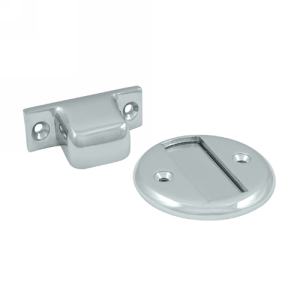 DELTANA Baseboard Magnetic Door Hold / Door Stop (Polished Chrome Finish)