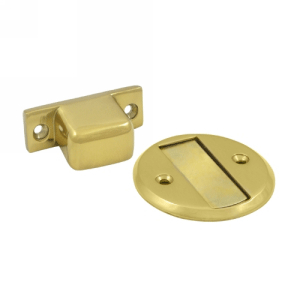 DELTANA Baseboard Magnetic Door Hold / Door Stop (Polished Brass Finish)