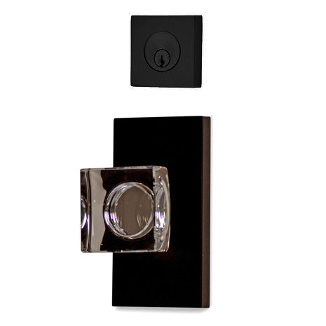 EMTEK Modern Square Entryway Set with Crystal Square Knob (Several Finishes Available)