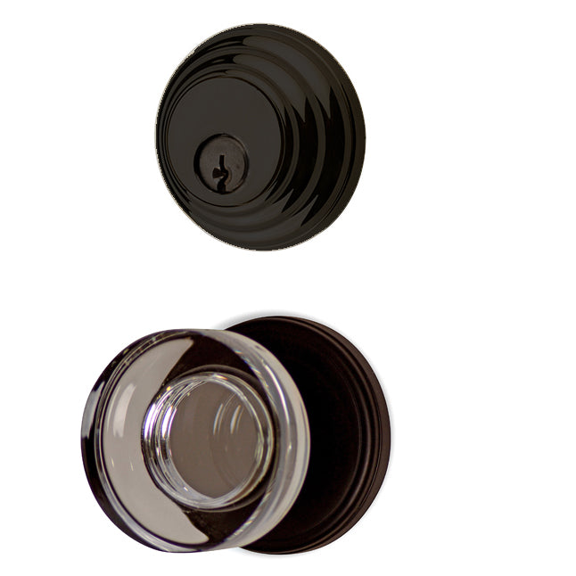 EMTEK Classic Disc Low Profile Entryway Set with Crystal Disc Knob (Several Finishes Available)