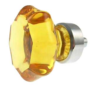 COPPER MOUNTAIN HARDWARE 1 3/8 Inch Warm Amber Crystal Octagon Old Town Cabinet Knob (Chrome Base)