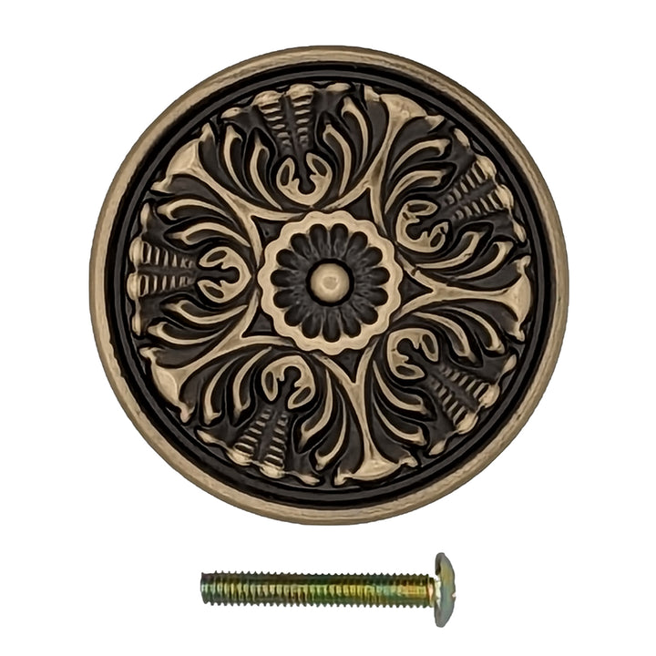 COPPER MOUNTAIN HARDWARE 2 Inch Victorian Star Filigree Doorknob (Antique Brass Finish)