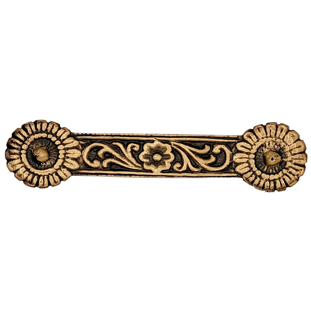 COPPER MOUNTAIN HARDWARE 4 1/4 Inch Overall (3 3/8 Inch c-c) Solid Brass Unique Circle Pull Handle (Antique Brass Finish)