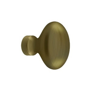 DELTANA 1 1/4 Inch Traditional Solid Brass Egg Knob (Antique Brass Finish)