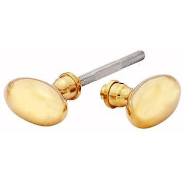 COPPER MOUNTAIN HARDWARE Solid Brass Egg Door Knobs Spare Set with Spindle (Polished Brass)