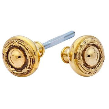 COPPER MOUNTAIN HARDWARE Solid Brass Ribbon & Reed Spare Door Knob Set (Polished Brass Finish)