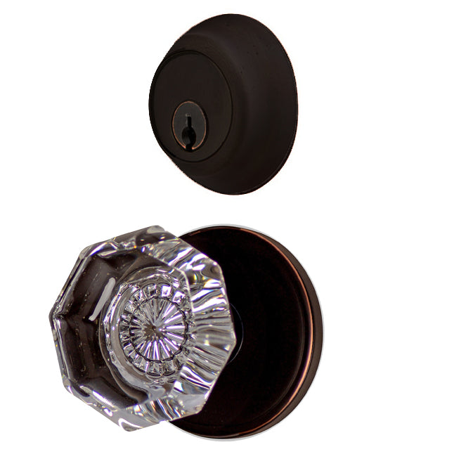 EMTEK Classic Disc Entryway Set with Crystal Octagon Knob (Several Finishes Available)