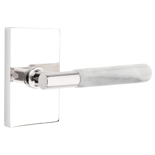 EMTEK Emtek T-Bar White Marble Lever With Modern Rectangular Rosette (Several Finishes Available)