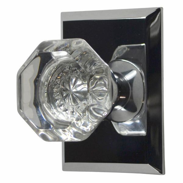 Providence Crystal Door Knob Solid Brass Traditional Plate (Several Finishes Available) COPPER MOUNTAIN HARDWARE