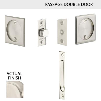 EMTEK Square Solid Brass Pocket Door Tubular Double Door Set (Several Finish Options)