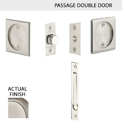 EMTEK Square Solid Brass Pocket Door Tubular Double Door Set (Several Finish Options)