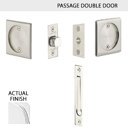 EMTEK Square Solid Brass Pocket Door Tubular Double Door Set (Several Finish Options)