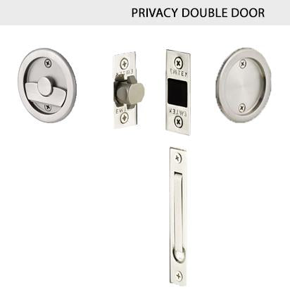 EMTEK Round Solid Brass Pocket Door Tubular Double Door Set (Several Finish Options)