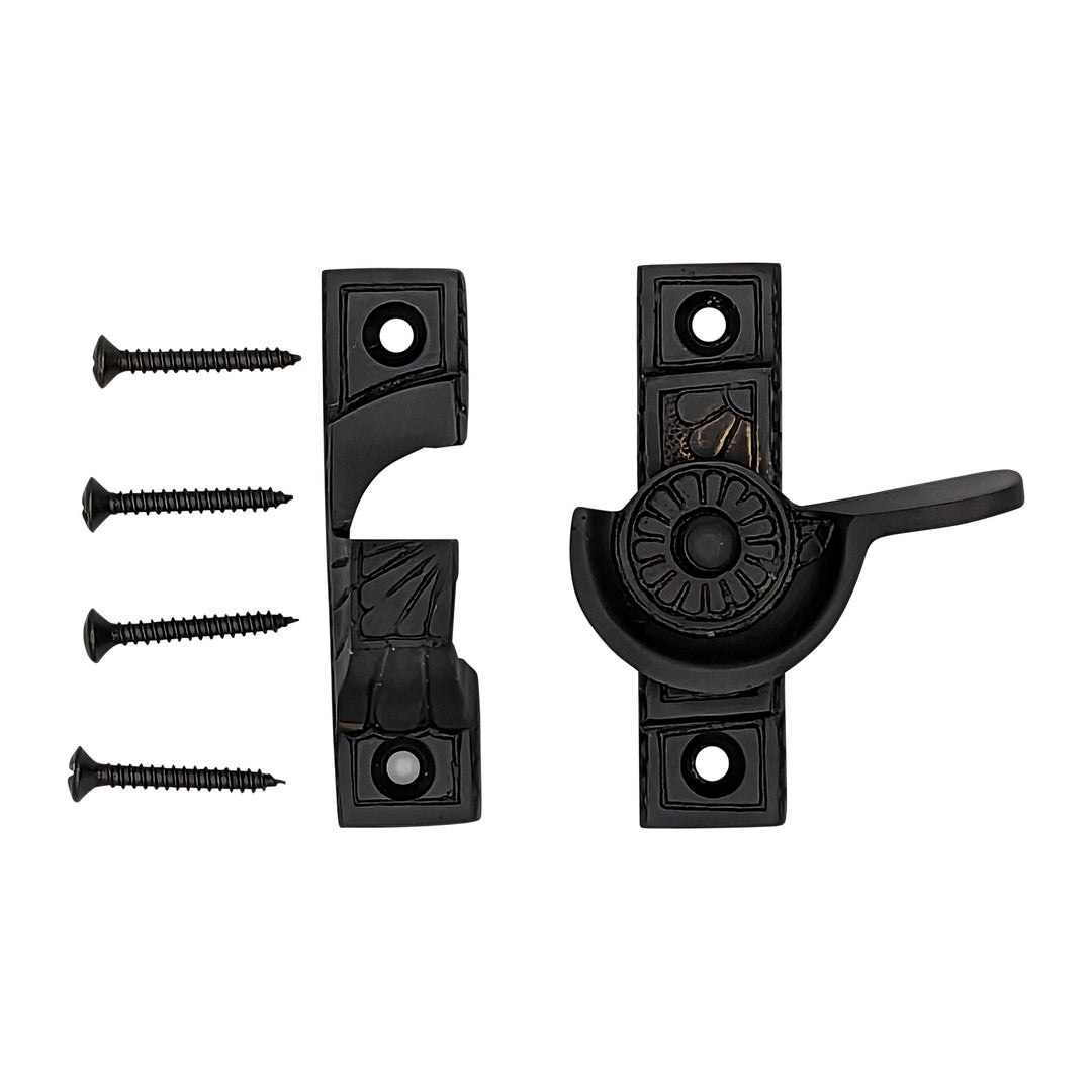 COPPER MOUNTAIN HARDWARE Solid Brass Art Deco Style Window Sash Lock (Oil Rubbed Bronze Finish)