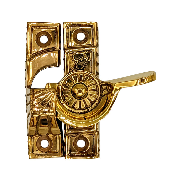 COPPER MOUNTAIN HARDWARE Solid Brass Art Deco Style Window Sash Lock (Polished Brass Finish)