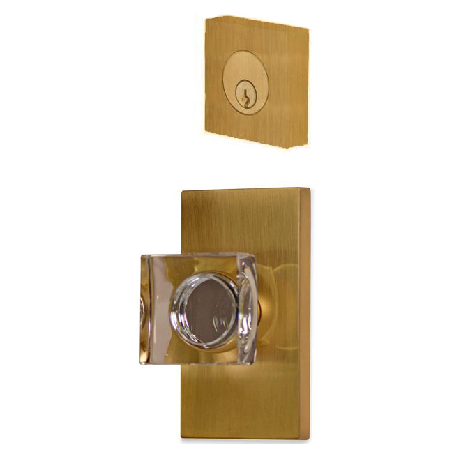 EMTEK Modern Square Entryway Set with Crystal Square Knob (Several Finishes Available)