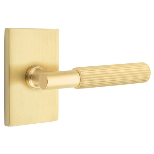 EMTEK Emtek T-Bar Straight Knurled Lever With Modern Rectangular Rosette (Several Finishes Available)