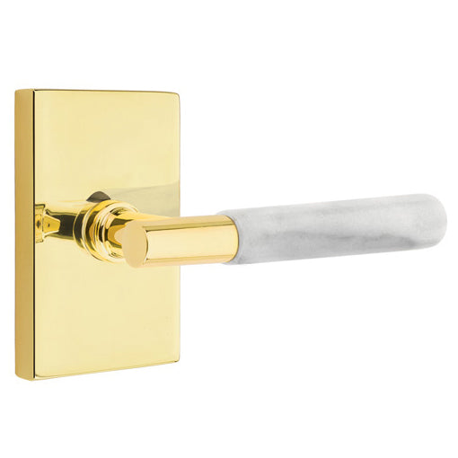 EMTEK Emtek T-Bar White Marble Lever With Modern Rectangular Rosette (Several Finishes Available)