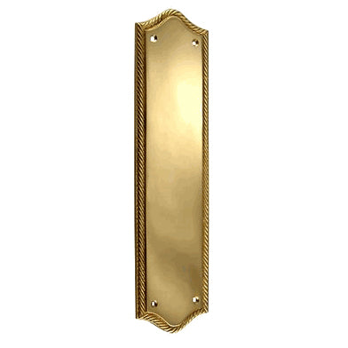 COPPER MOUNTAIN HARDWARE 12 Inch Georgian Oval Roped Style Door Push & Plate (Polished Brass Finish)