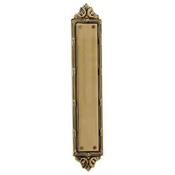 COPPER MOUNTAIN HARDWARE 13 3/4 Inch Solid Brass Ribbon & Reed Door Pull and Push Plate (Antique Brass Finish)