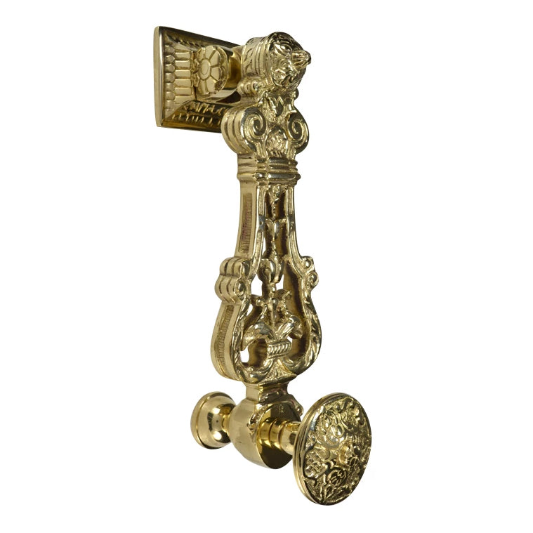 Copper Mountain Hardware 9 Inch (7 3/4 Inch c-c) French Empire Style Lost Wax Cast Door Knocker (Polished Brass Finish)