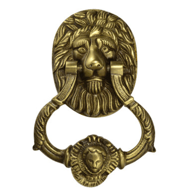 Copper Mountain Hardware 7 1/2 Inch (3 3/4 Inch c-c) Large Ornate Lion Door Knocker (Antique Brass Finish)