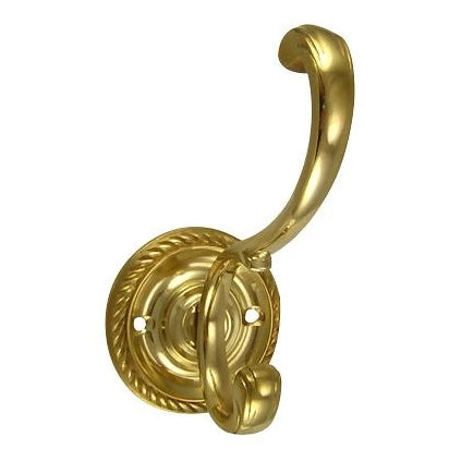 Copper Mountain Hardware Solid Brass Georgian Roped Coat Hook (Polished Brass Finish)