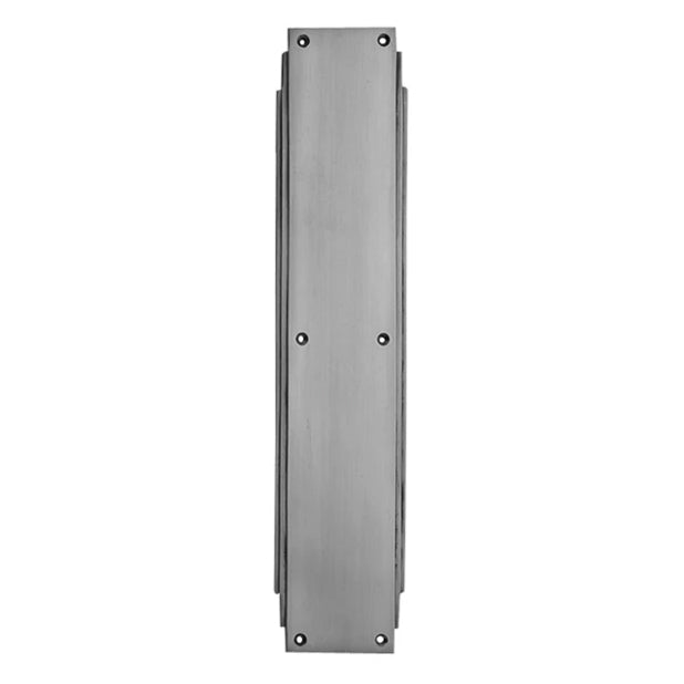 14 Inch Solid Brass Art Deco Skyscraper Push Plate (Brushed Nickel Finish) COPPER MOUNTAIN HARDWARE