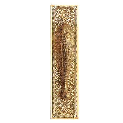 COPPER MOUNTAIN HARDWARE 12 Inch Solid Brass Rice Pattern Door Pull (Lacquered Brass Finish)