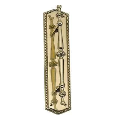 COPPER MOUNTAIN HARDWARE 12 Inch Georgian Oval Roped Style Door Pull & Plate (Polished Brass Finish)