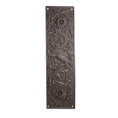 COPPER MOUNTAIN HARDWARE 11 1/4 Inch Cockateel Bird and Flower Push Plate (Oil Rubbed Bronze Finish)