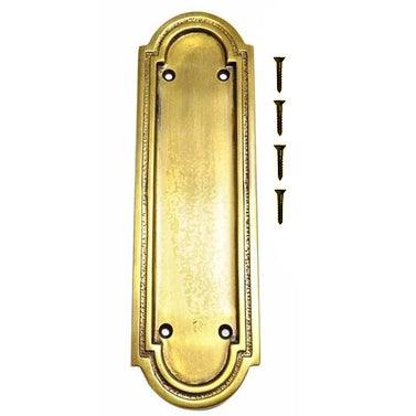 COPPER MOUNTAIN HARDWARE 8 3/8 Inch Solid Brass Rounded Georgian Pattern Push Plate (Antique Brass Finish)