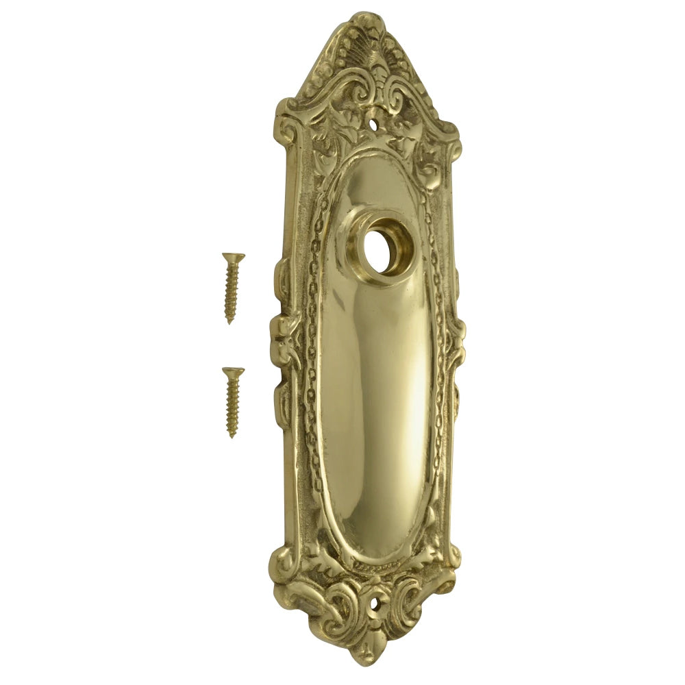 Copper Mountain Hardware 7 1/4 Inch Solid Brass Ornate Victorian Back Plate (Polished Brass)