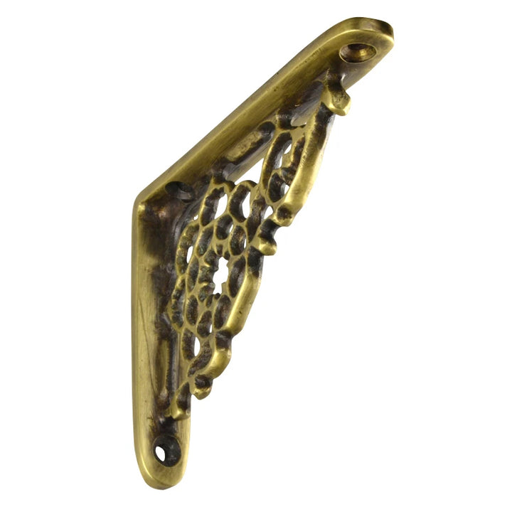 COPPER MOUNTAIN HARDWARE 4 Inch Solid Brass Star Shape Shelf Bracket (Antique Brass)